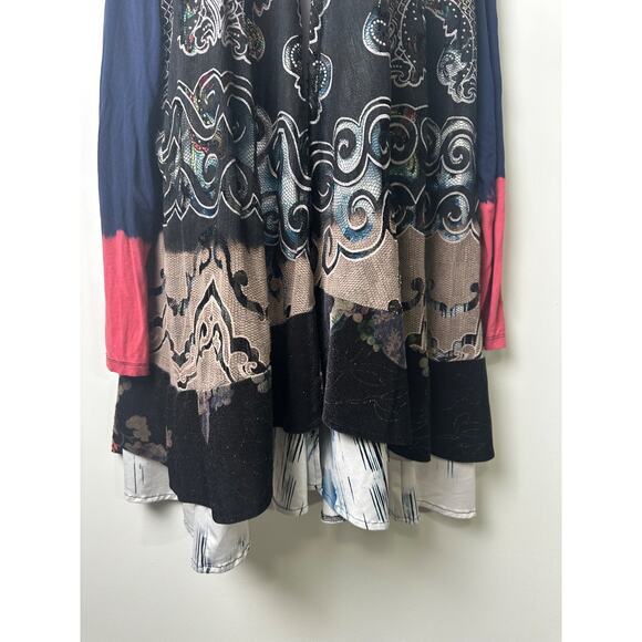 The Pyramid Collection Women’s XL Slinky Cardigan Art to wear lace Tie Dye D1 - Picture 2 of 9